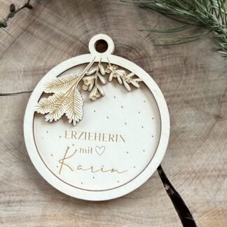 Weihnachtsbaumkugel Holz personalisiert
