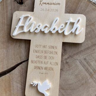 Kreuz zur Taufe / Kommunion / Konfirmation personalisiert mit Name & Datum
