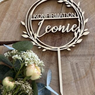 Cake Topper Konfirmation/Kommunion/Taufe Kranz (Holz-personalisiert)